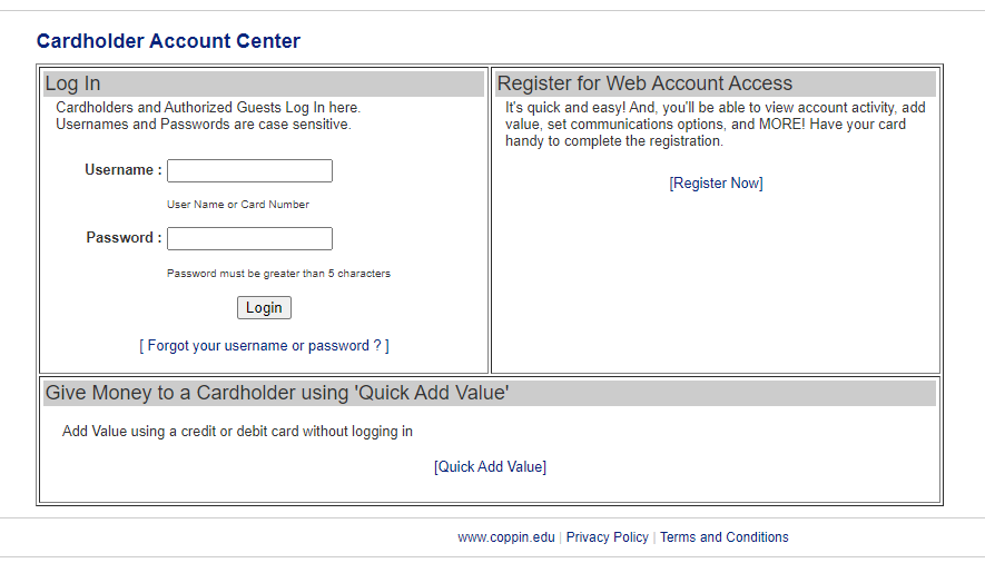 CARDHOLDER ACCOUNT CENTER